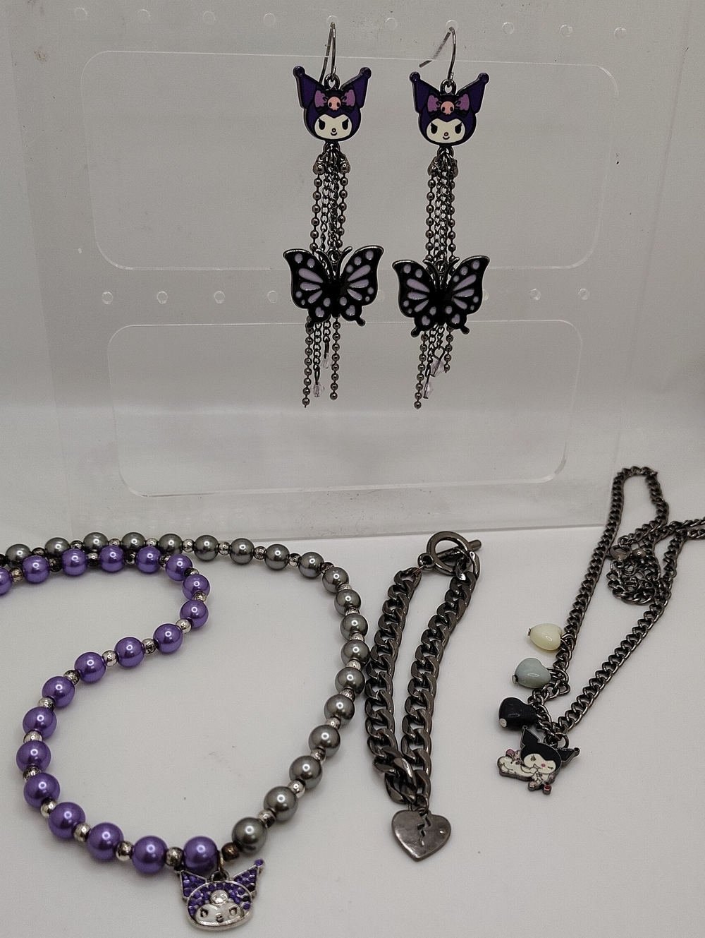 Sanrio Kuromi Purple Butterfly Drop Earrings Set